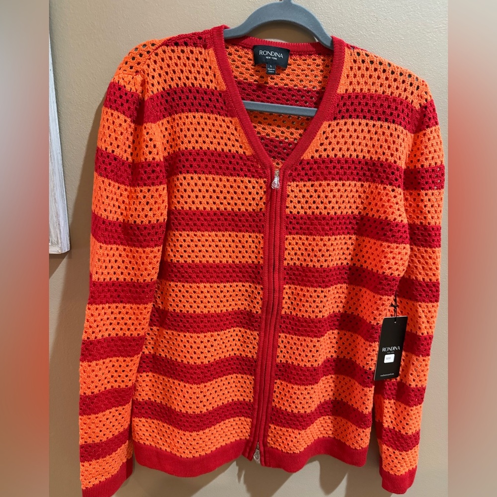 Rondina New York Stripe Zip Cardigan – Size L – NWT
